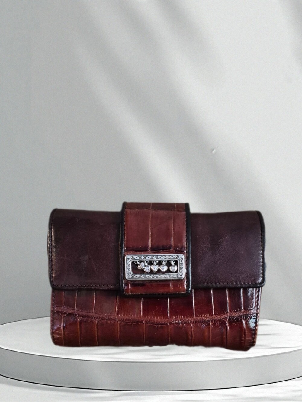 Brighton Two Tone Brown Croc-Texture Leather Organizer Wallet